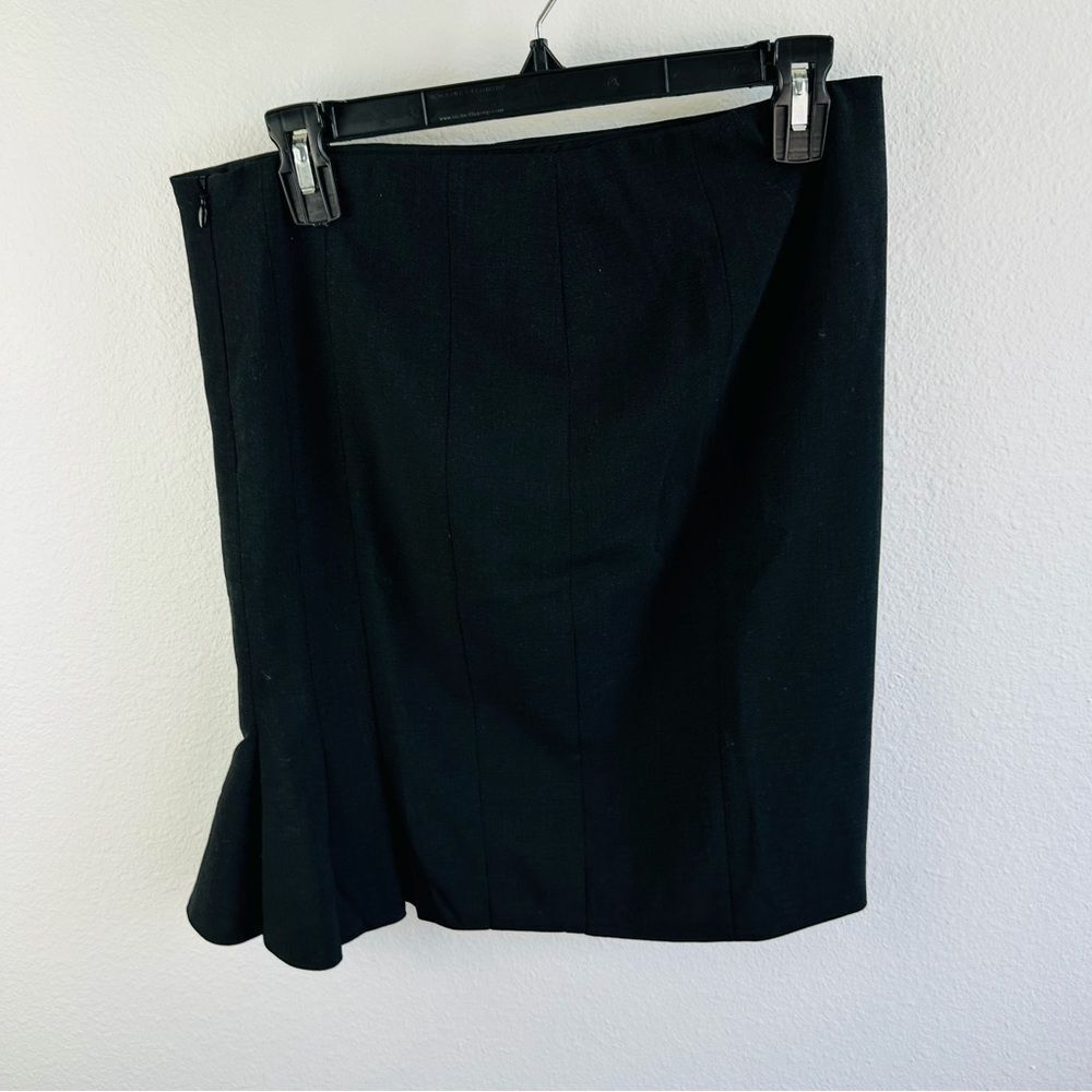 Akris Bergdorf Goodman Black Wool Blend Side Pleat Lined Skirt Size 2